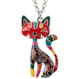 A Bold, Colorful Cat Pendant Necklace