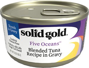 Solid Gold Five Oceans Shreds with Real Tuna Recipe in Gravy Grain-Free Canned Cat Food