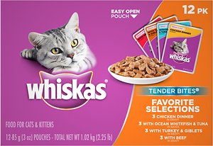 Whiskas Tender Bites Favorite Selections Cat Food Pouches