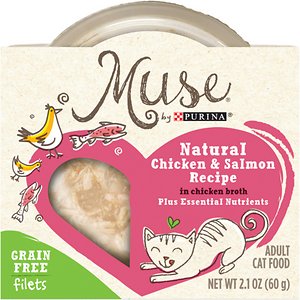 Purina Muse Natural Grain-Free Filets Wet Cat Food Trays, Chicken & Salmon Recipe in Chicken Broth
