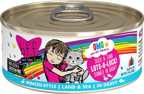 BFF OMG Lots-O-Luck! Duck & Tuna Dinner in Gravy Grain-Free Canned Cat Food
