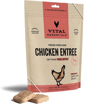 Vital Essentials Chicken Dinner Patties Grain-Free Limited Ingredient Freeze-Dried Cat Food