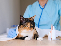 An image capturing a cat undergoing a thorough checkup, highlighting responsible pet care and regular veterinary visits.
