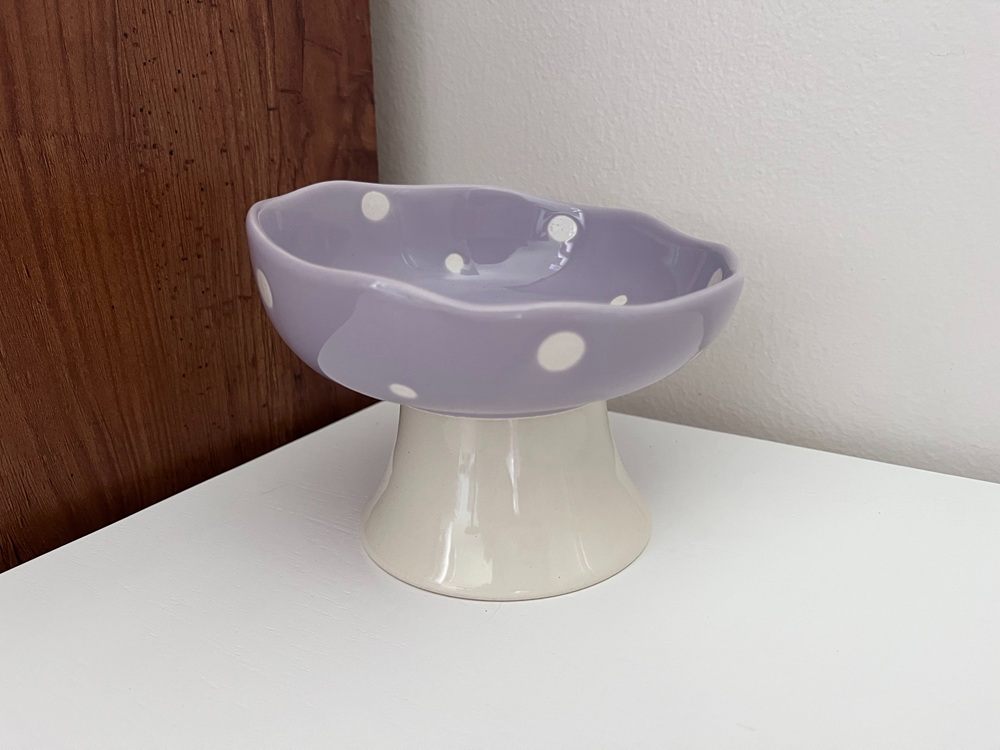 Ceramic Mushroom Whisker-Friendly Cat Bowl