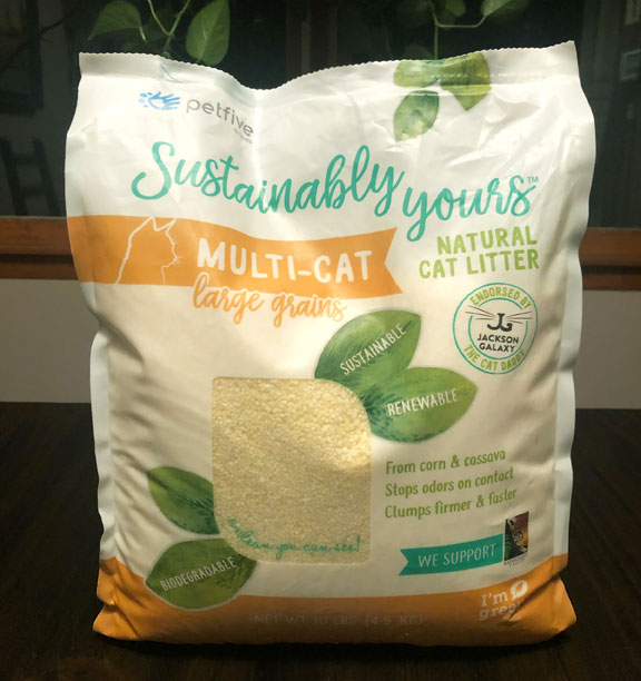 A third variety of Sustainably Yours Litter is the Multi-Cat Large Grains formula.