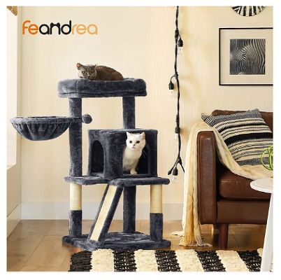 FEANDREA 37.8-in Faux Fleece Cat Tree & Condo