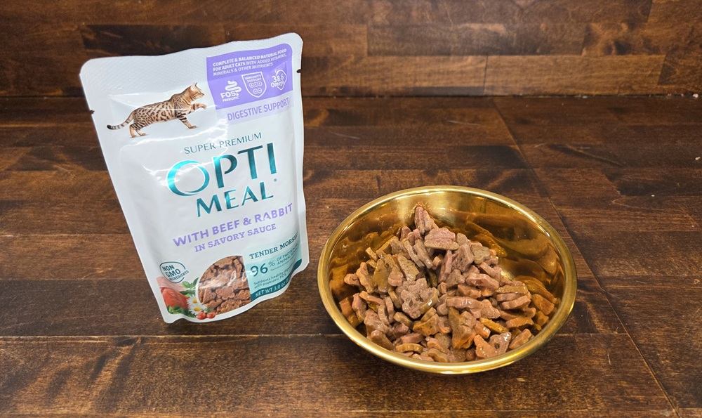 Optimeal Digestive Support Grain-Free Tender Morsels with Beef & Rabbit in Savory Sauce Wet Cat Food