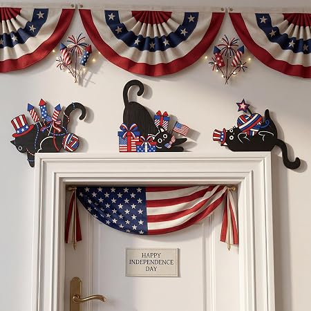Bucherry 3 Pack 4th of July Black Cat Door Toppers
