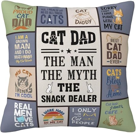 Skizbcw Cat Dad Throw Pillow Cover