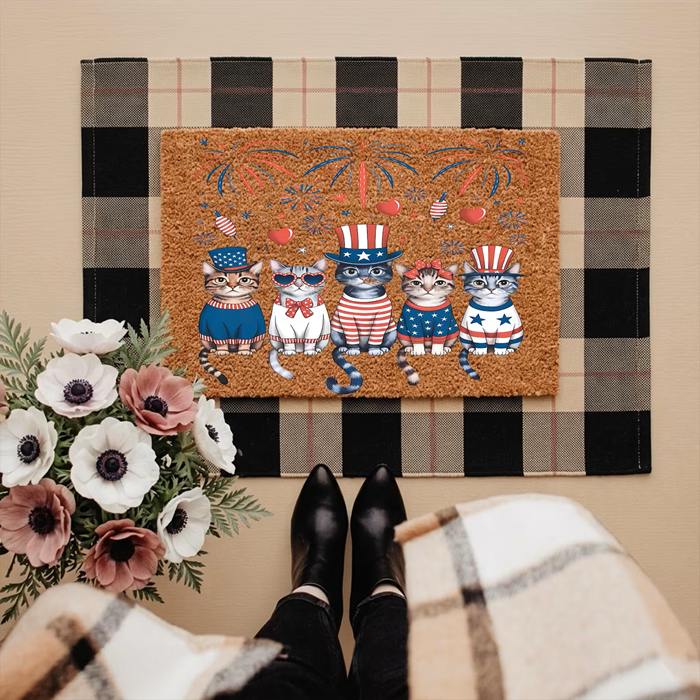 USA 4th of July Cat Doormat