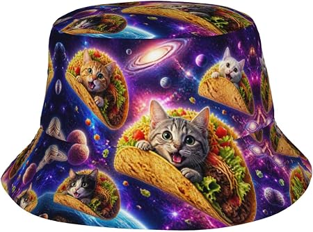 FUIWTTR Grappige Galaxy Taco Cat zonnepet