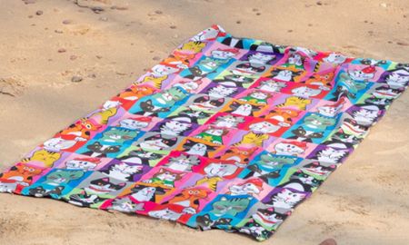 Oversized strandlaken met pootafdruk - Cat Portrait Design