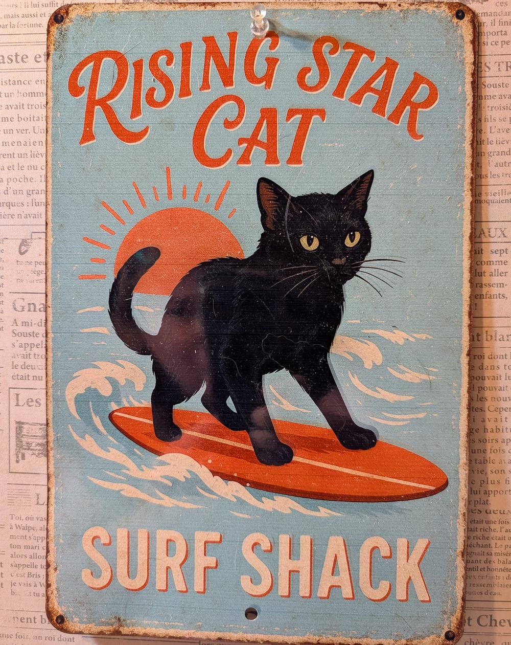 Retro Surf Cat metalen bord