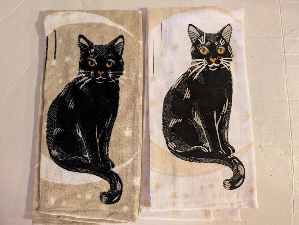 Vier samen Halloween, 2-pack Luna Cat keukendoeken