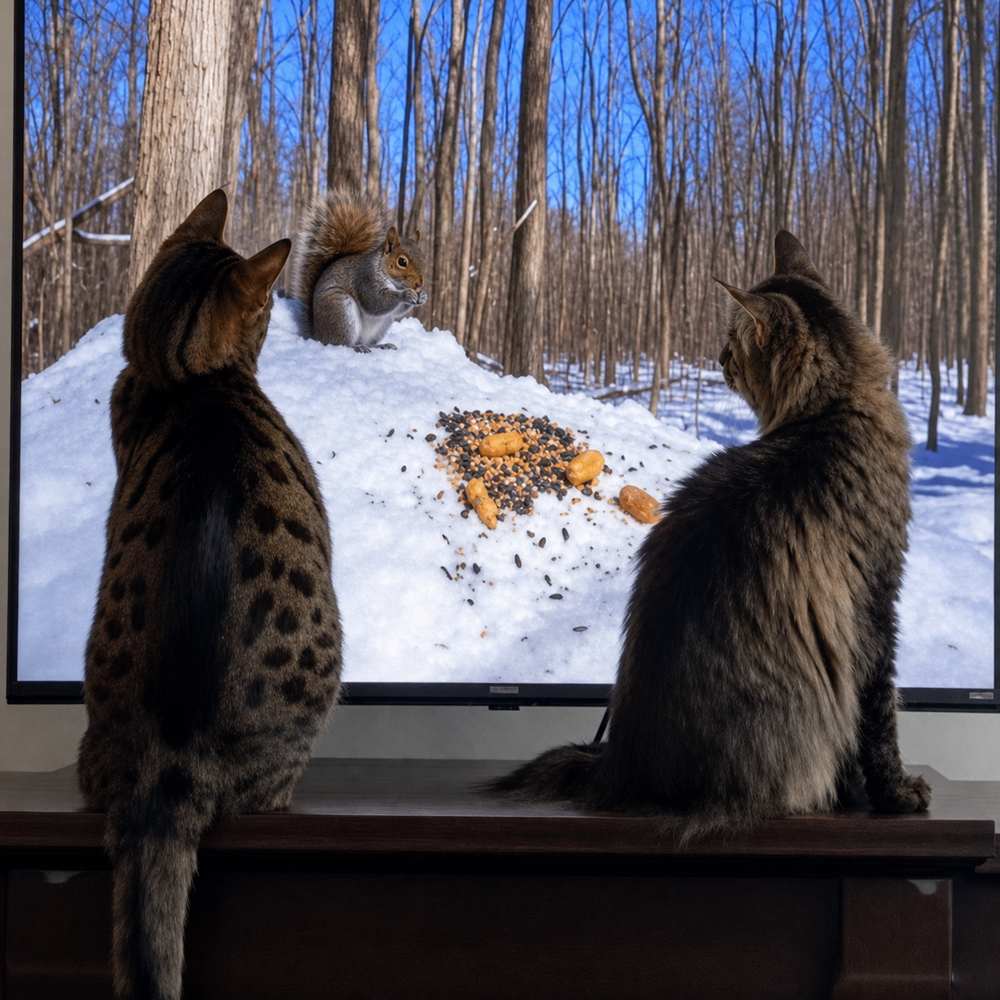 wasabi and friend looking at window